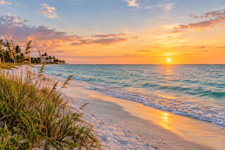 Golden Sunset Over a Tranquil Shoreline